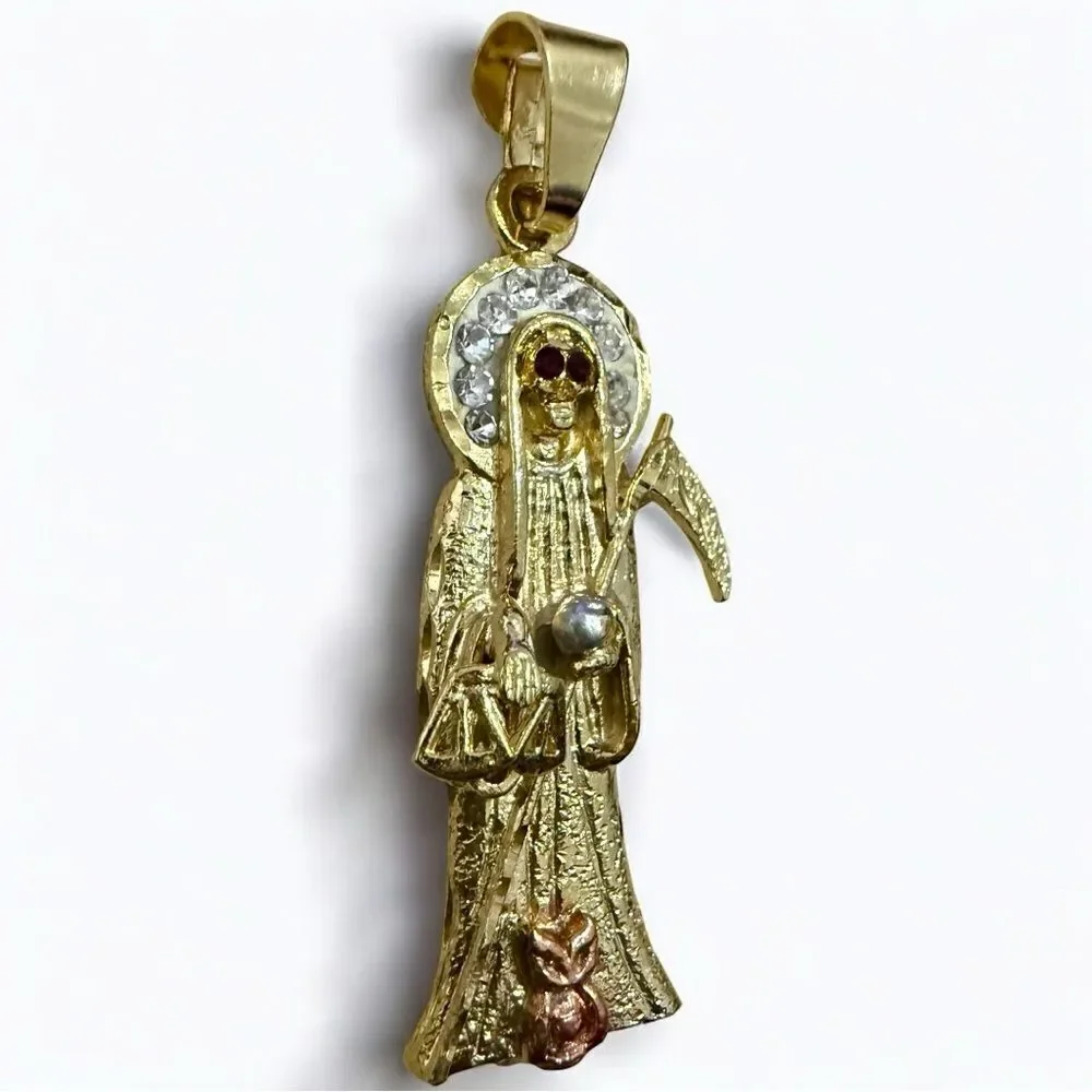 GOLD-PLATED SANTA MUERTE PENDANT (STEEL BASE)